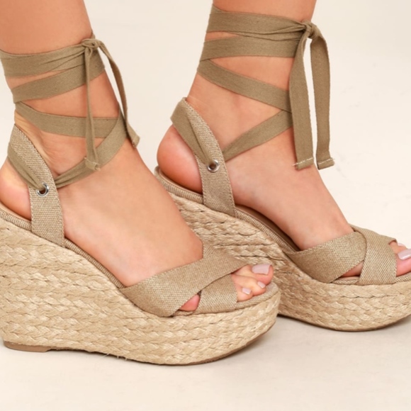 LULUS ESME NATURAL LACE-UP ESPADRILLE WEDGES - Picture 3 of 4